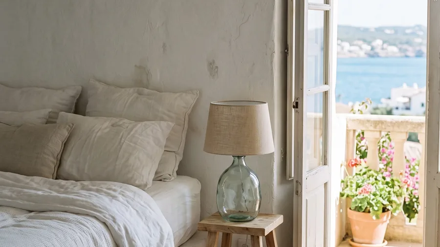 Illustrative image for Petunia Ibiza, a Beaumier Hotel: A whitewashed house above Cala Carbó with Es Vedrà on the horizon and dogs on the terrace